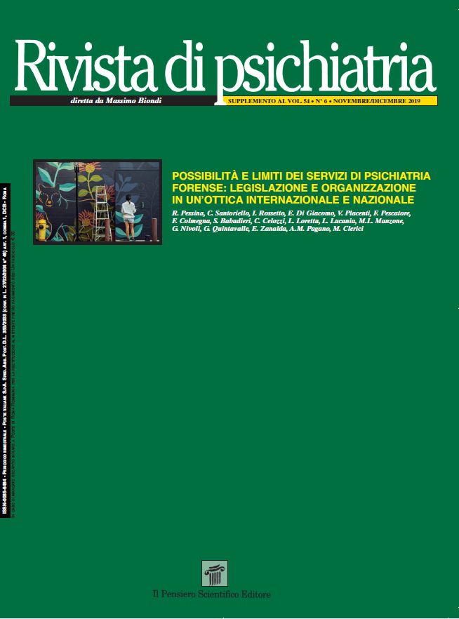 2019 Vol. 54 Suppl. 2 al N. 6 Novembre-DicembrePossibilità e limiti dei Servizi di Psichiatria Forense: legislazione
e organizzazione in un’ottica internazionale e nazionale